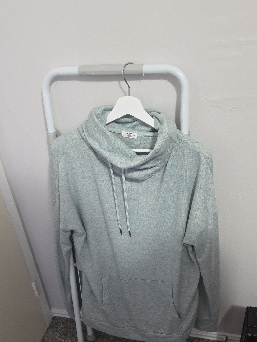 Blue-Gray Cozy Cowl Neck Hoodie